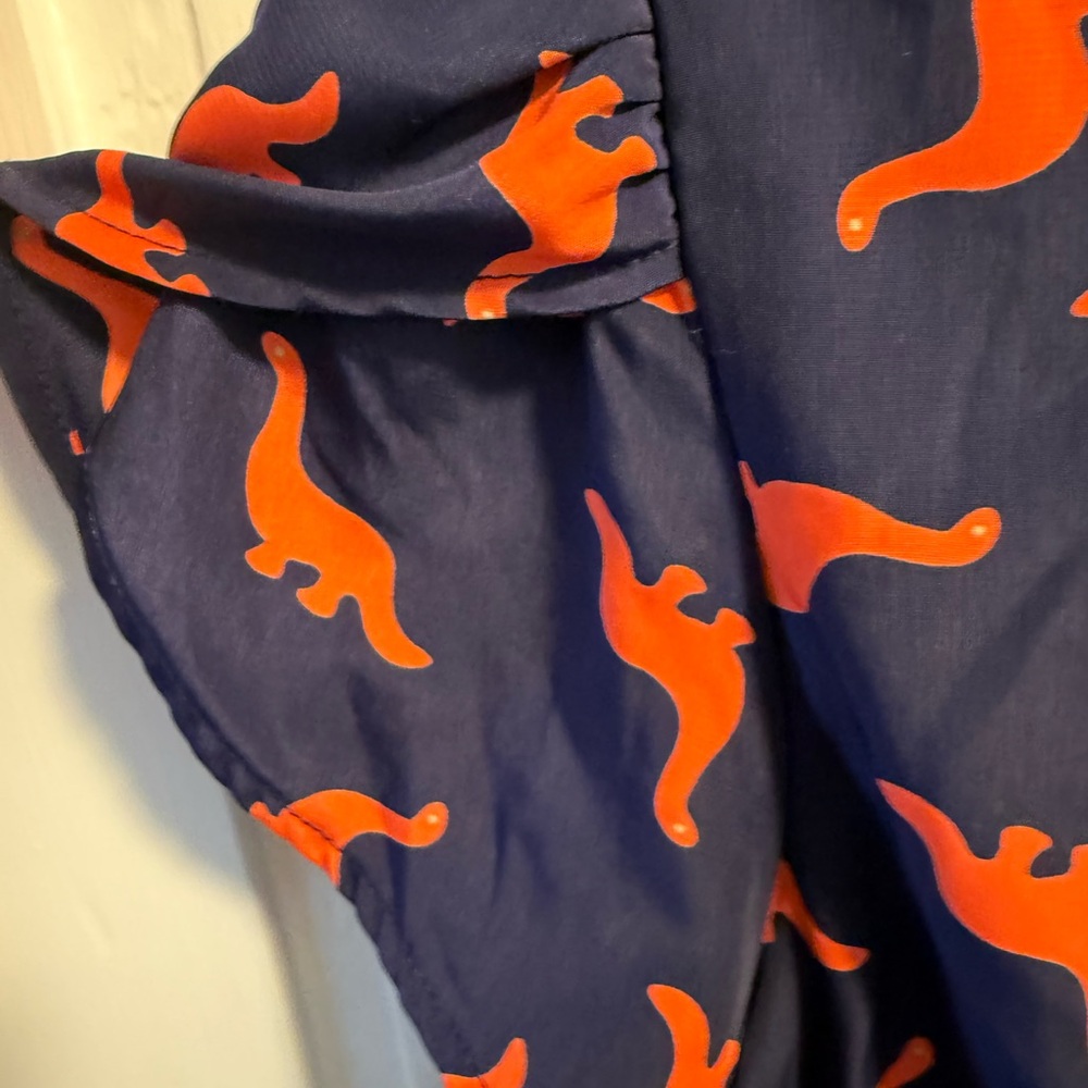 Modcloth by Peach Love Blue and Orange Dinosaur Print Dress - M - Picture 5 of 6